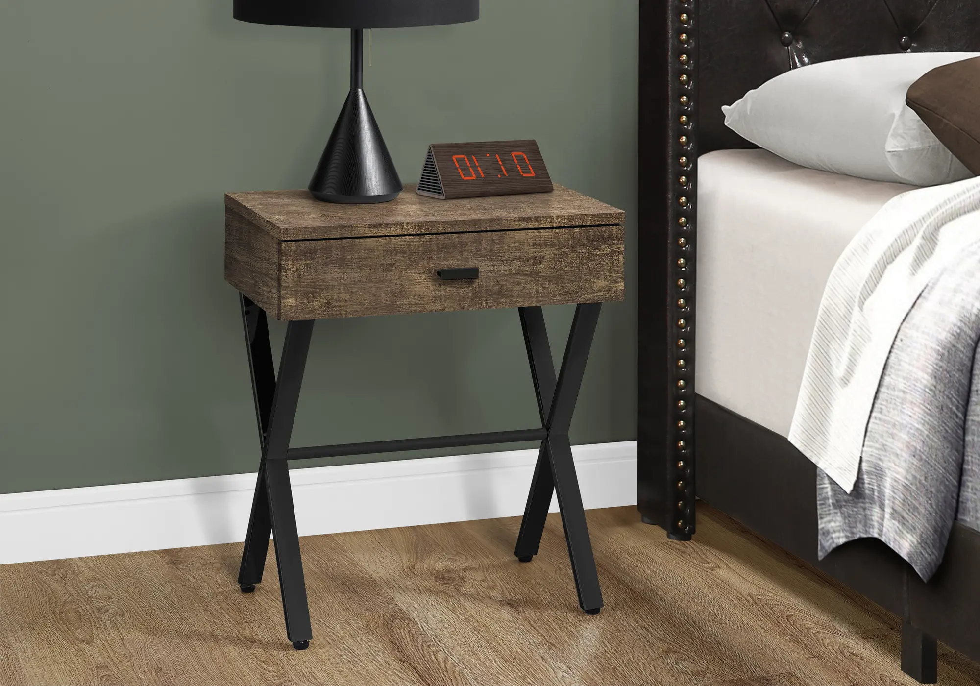 Brown Accent Table with Drawer-3