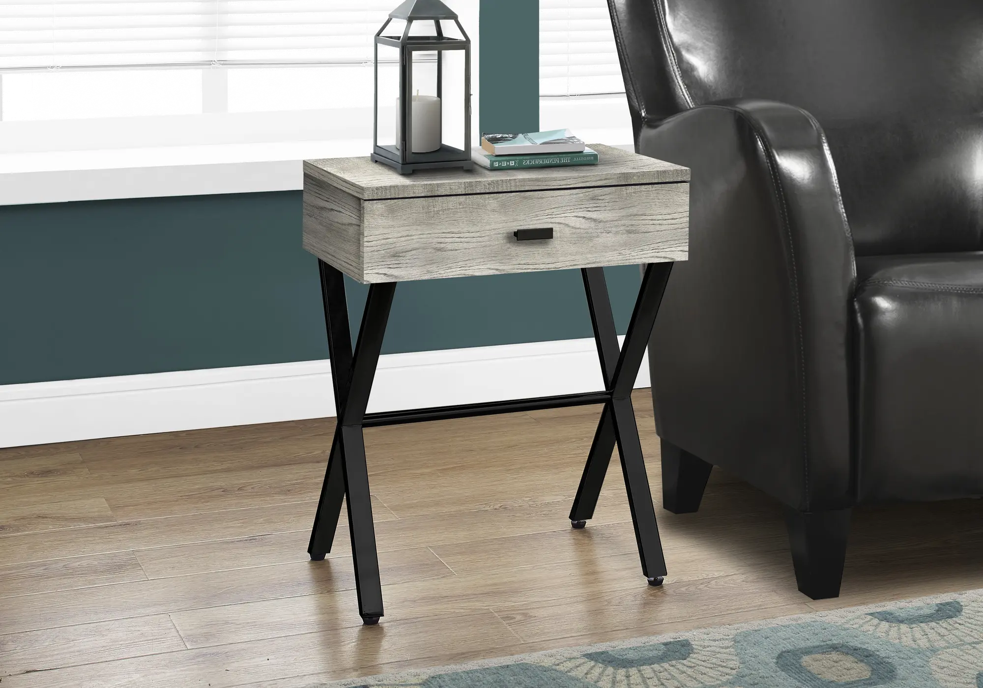 Gray Accent Table with Drawer-3