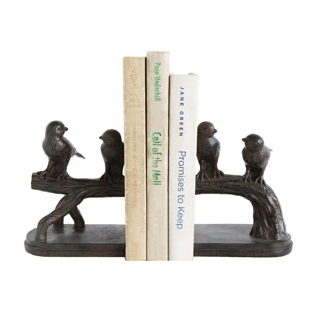DA7559-S/2-SET Rust Bird on Branch Bookend Pair-1