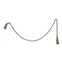 DF1058/WOODBEAD 72  Gray Jute and Wood Bead Garland with Tassels