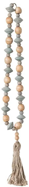 DF0374/WOODSTRAND Abaca Wood Bead Strand with Tassel-1