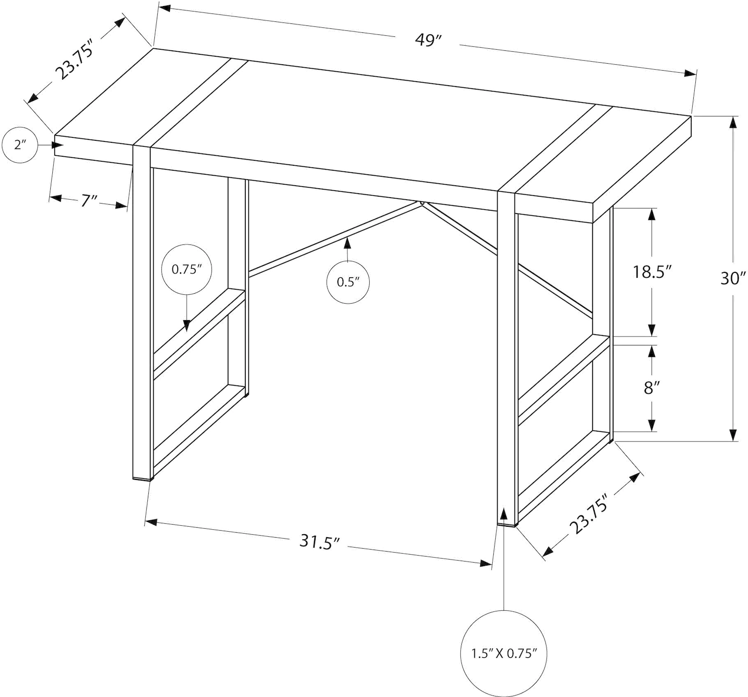Reclaimed Taupe and Black Computer Desk-5