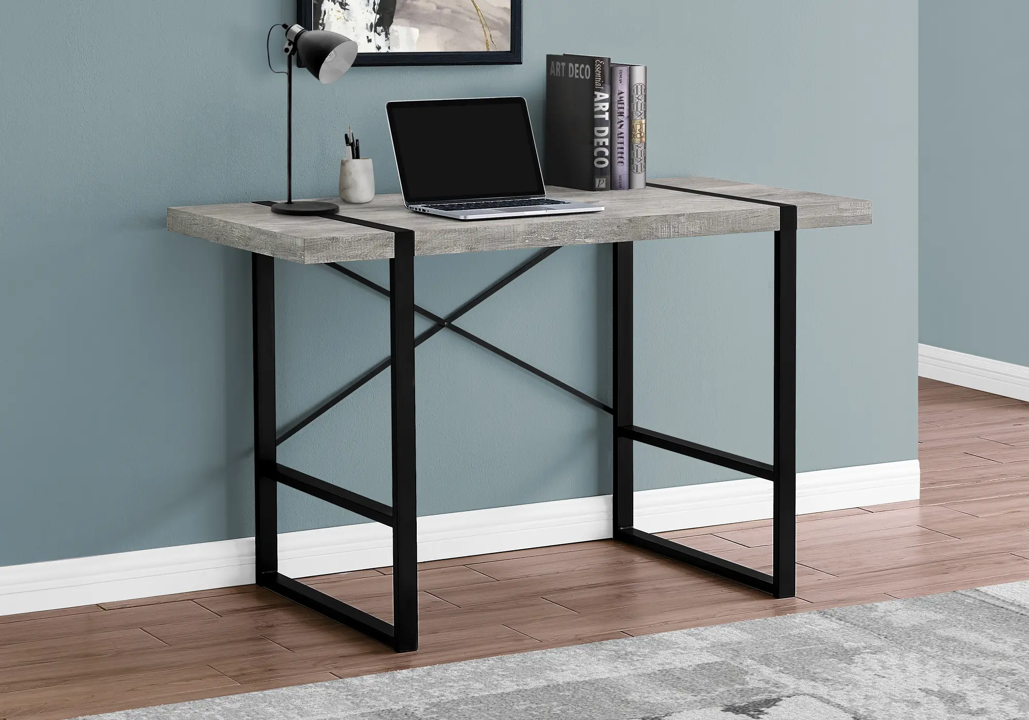 Rustic Gray and Black Computer Desk-2