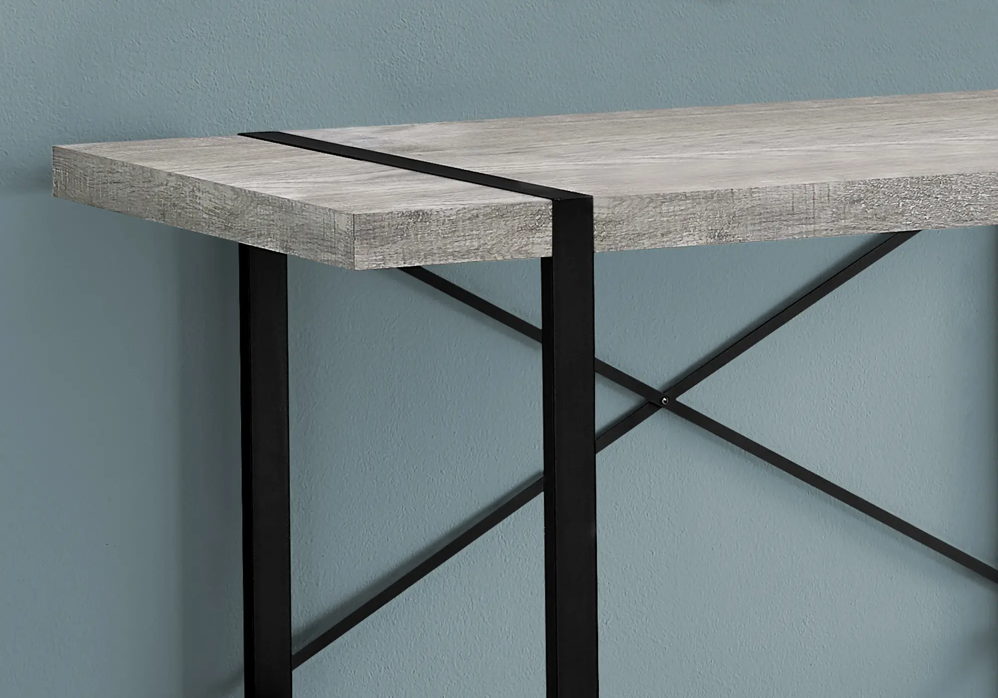 Rustic Gray and Black Computer Desk-3