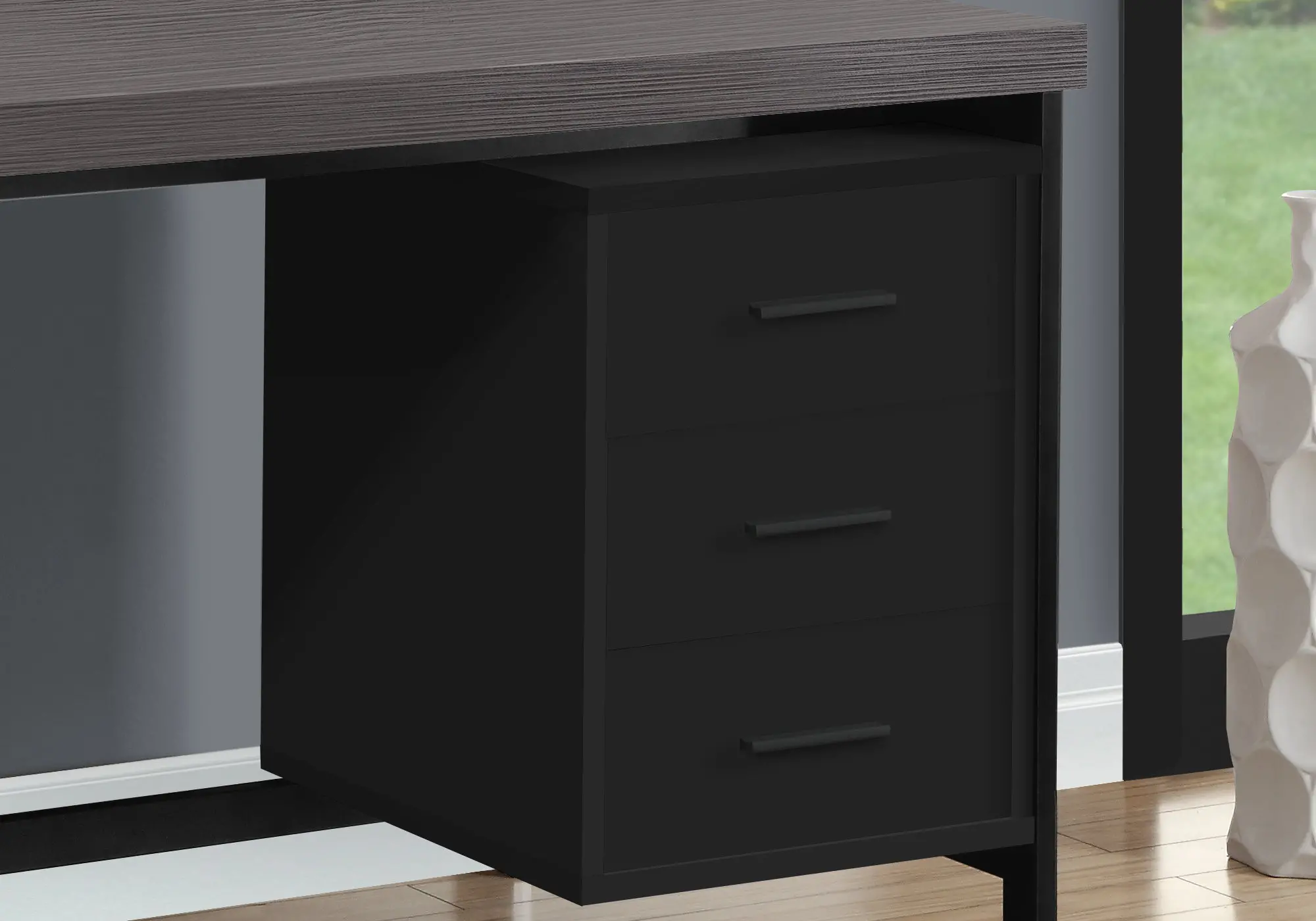 Modern Black Computer Desk with Gray Top-4