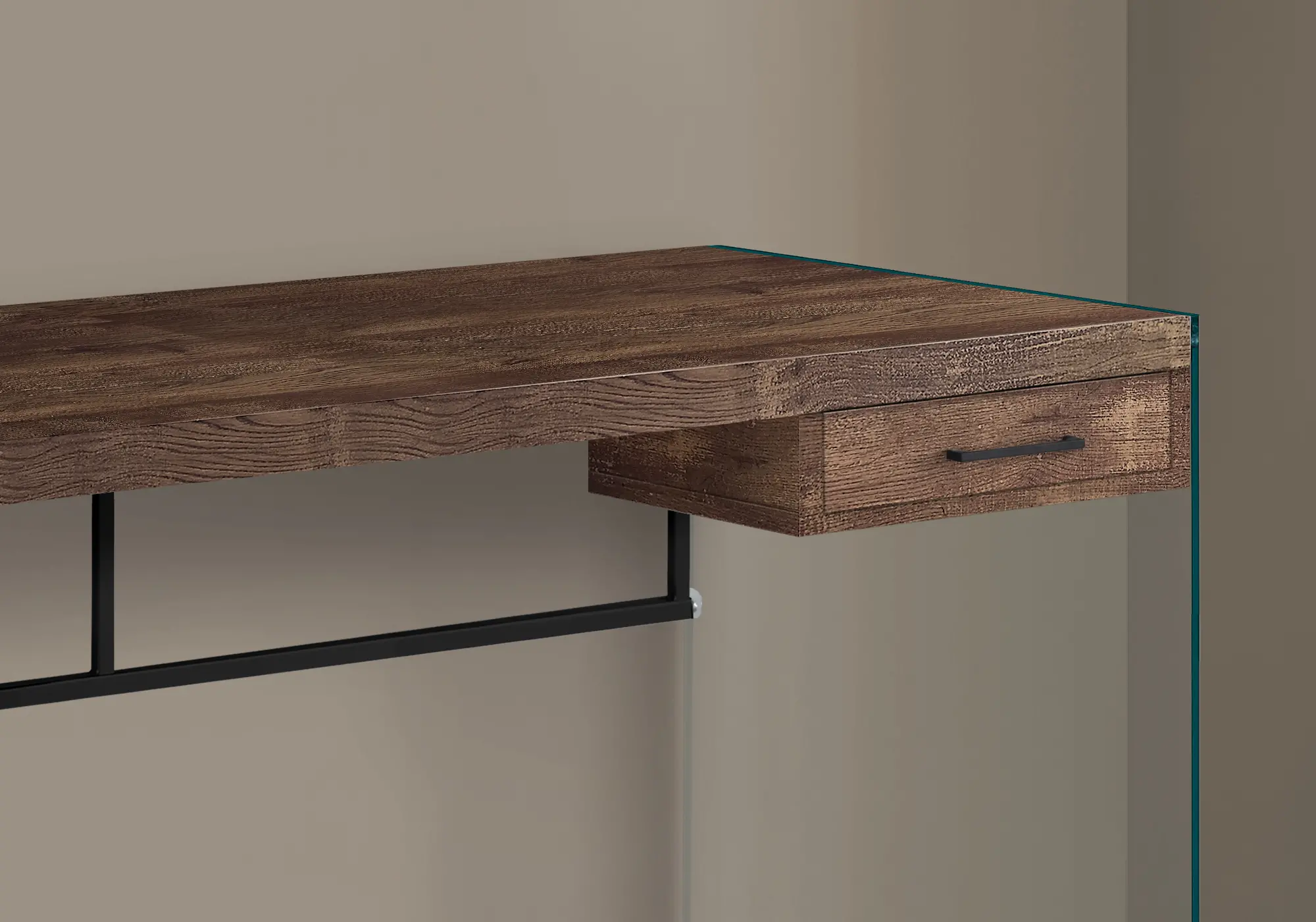 Brown Wood and Glass Computer Desk-3