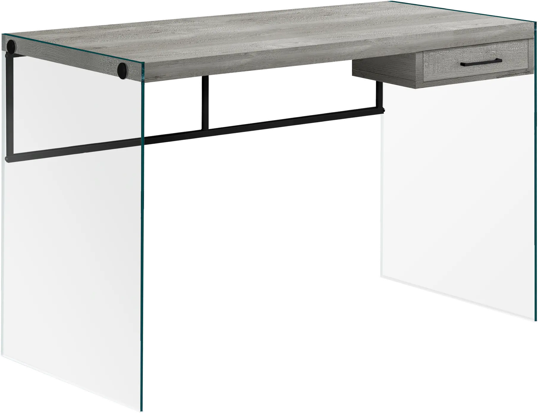 Contemporary Gray and Glass Computer Desk-1