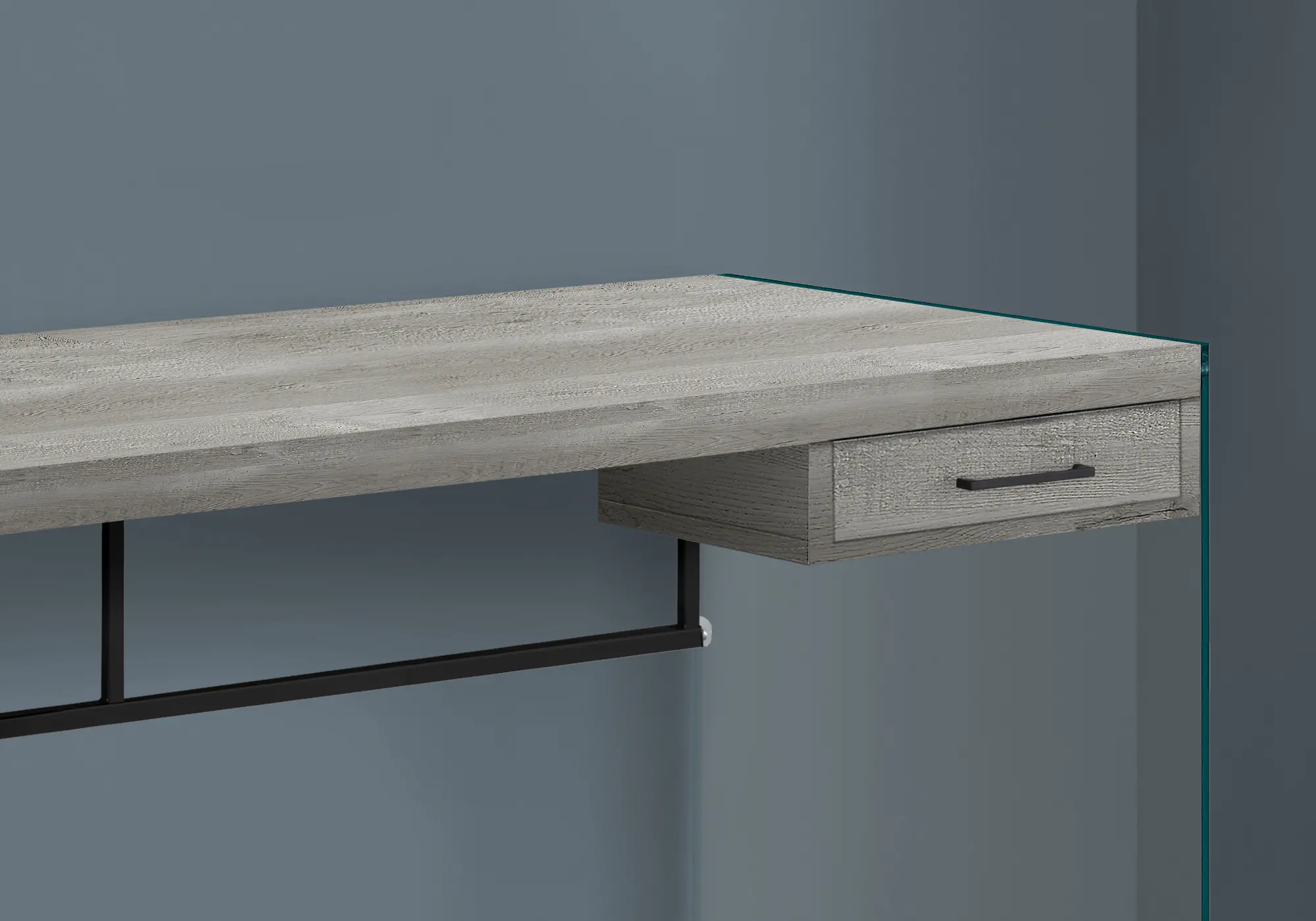 Contemporary Gray and Glass Computer Desk-3