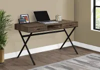 Brown Wood and Black Metal Desk