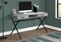 Gray Wood and Black Metal Desk