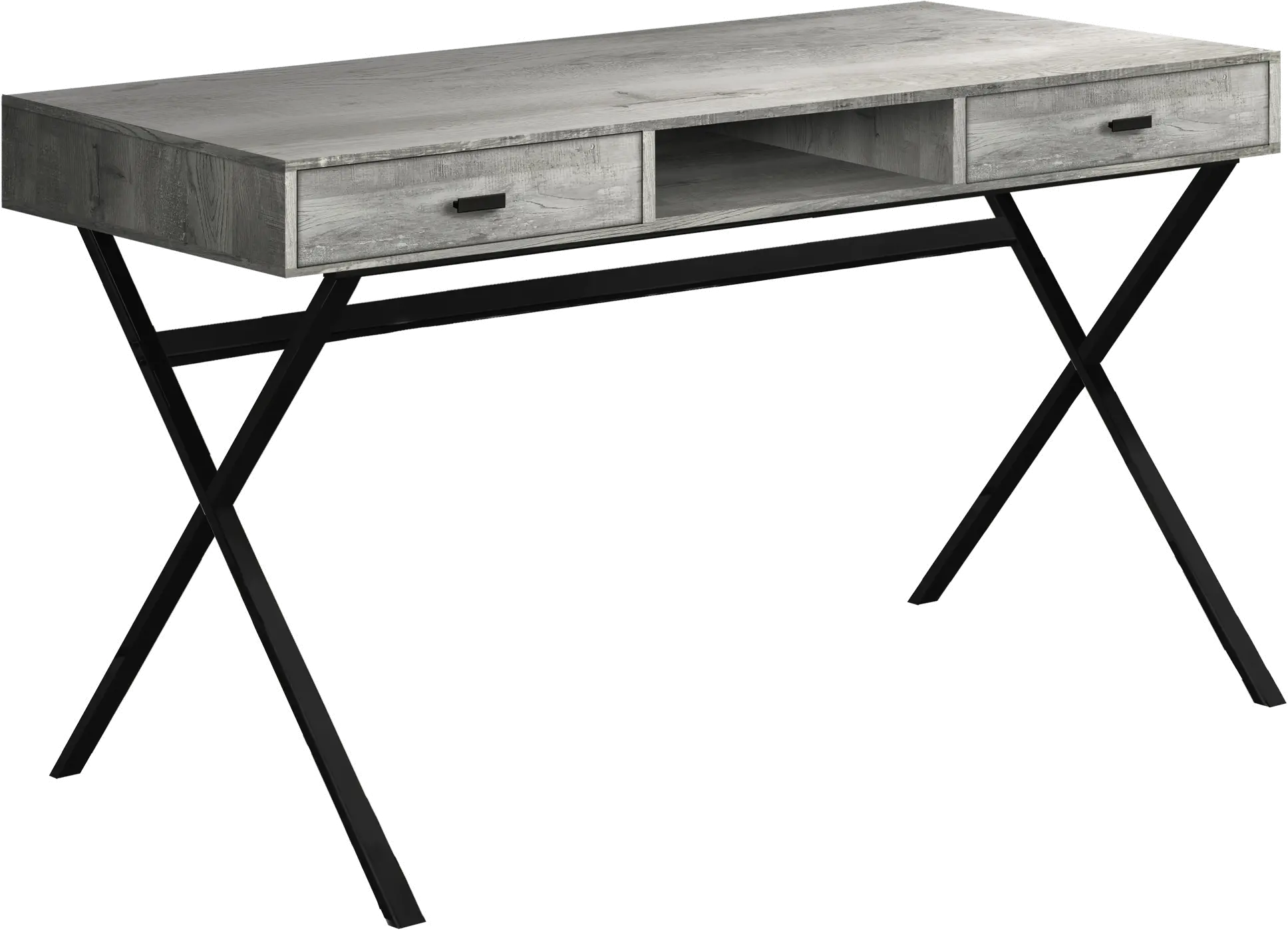 Gray Wood and Black Metal Desk-1