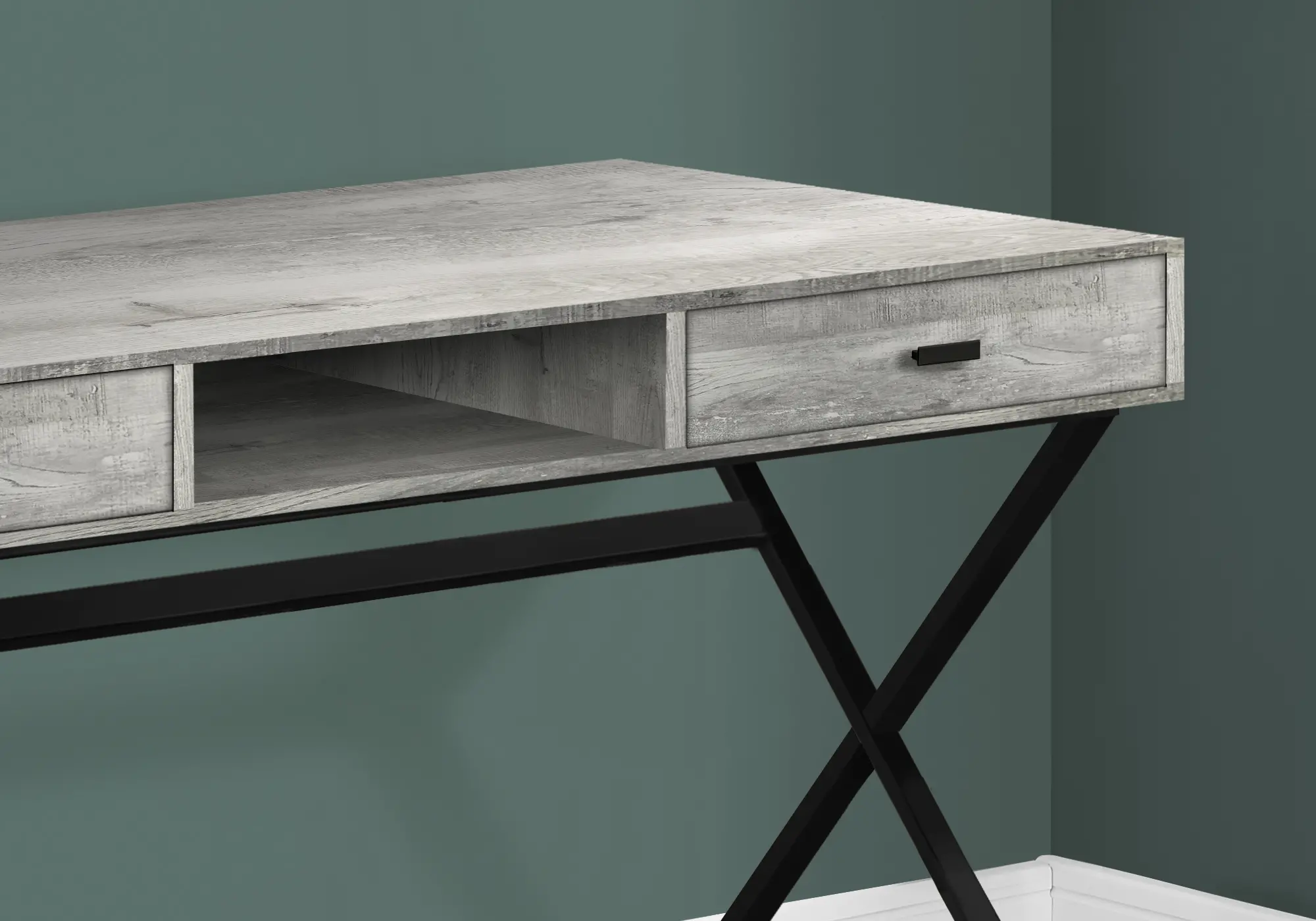 Gray Wood and Black Metal Desk-3