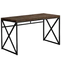 Brown Wood Desk with Black Metal Base