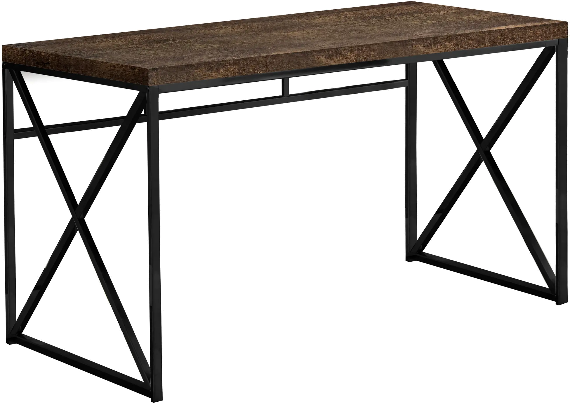 Brown Wood Desk with Black Metal Base-1