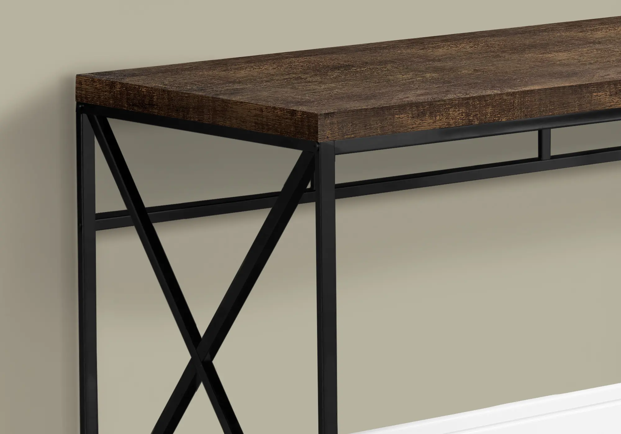 Brown Wood Desk with Black Metal Base-3