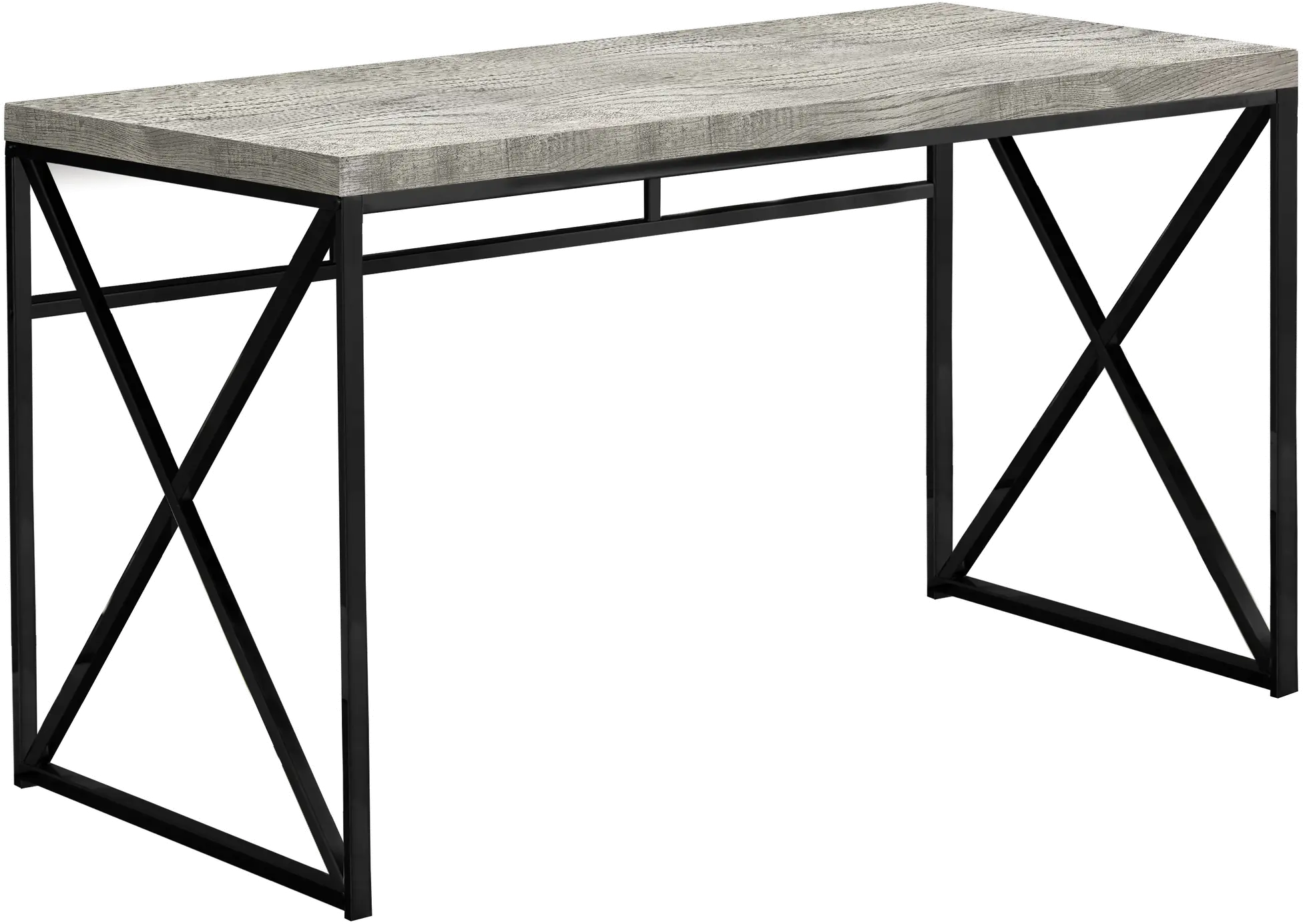 Gray Wood Top Computer Desk with Black Metal-1