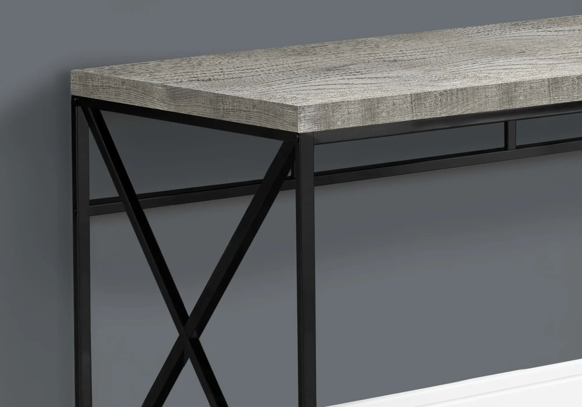 Gray Wood Top Computer Desk with Black Metal-3