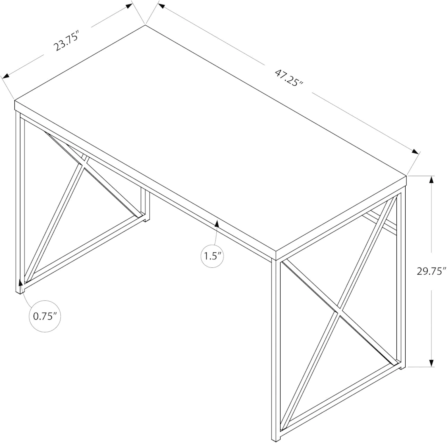 Gray Wood Top Computer Desk with Black Metal-5