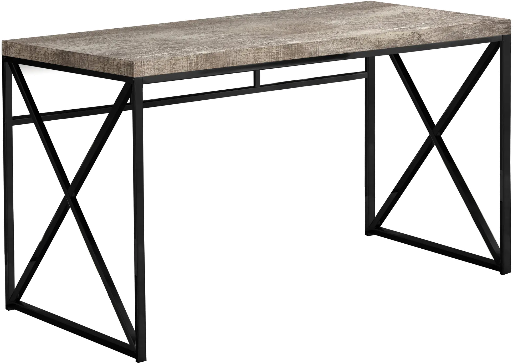 Taupe Reclaimed Wood Desk with Black Metal Base-1