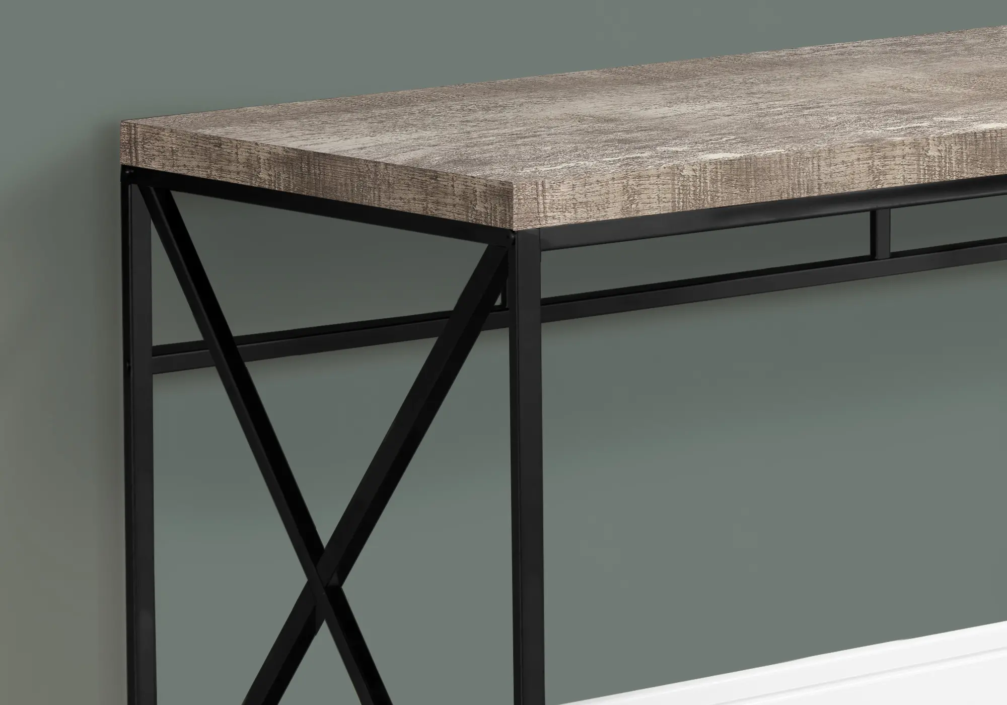 Taupe Reclaimed Wood Desk with Black Metal Base-3