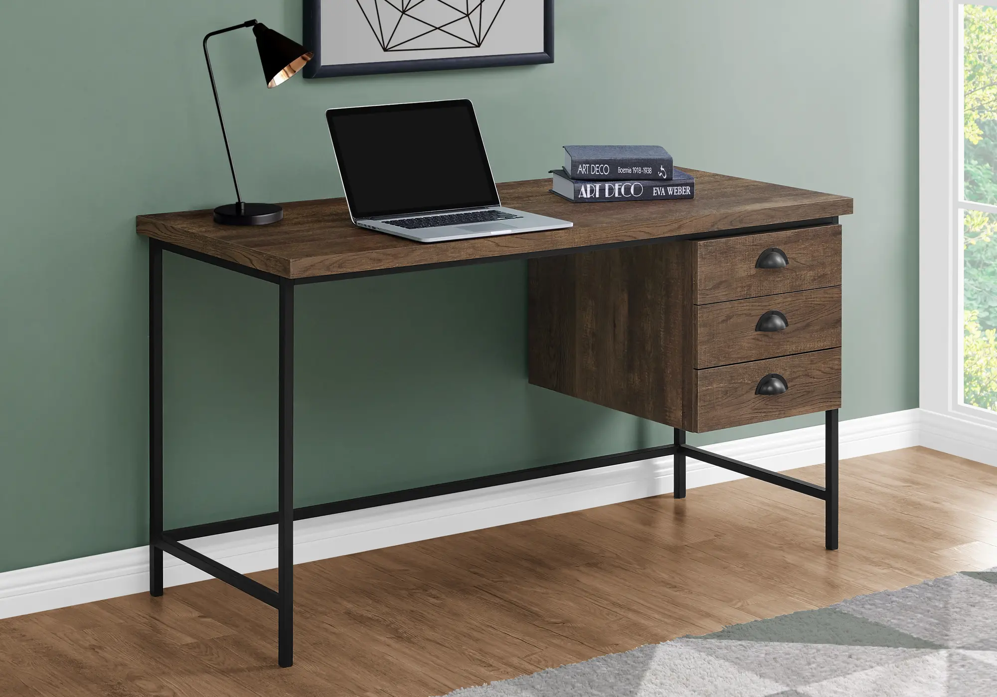 Industrial 55 Inch Brown Computer Desk-2