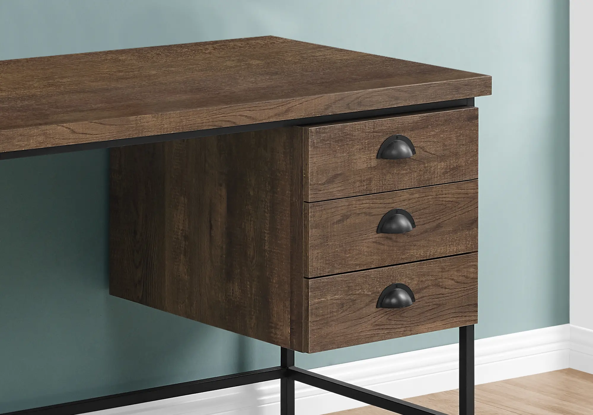 Industrial 55 Inch Brown Computer Desk-3