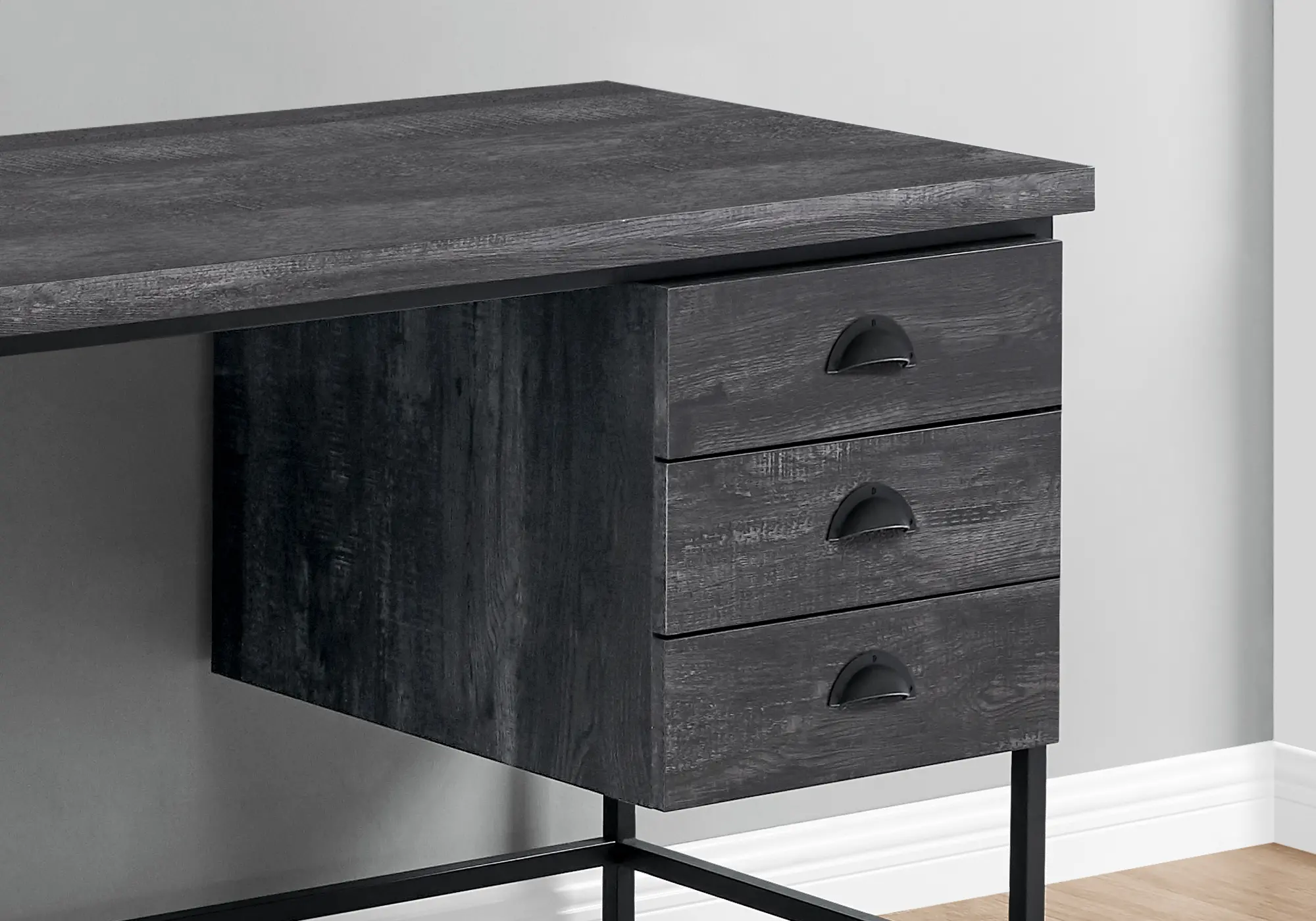 Black Wood Computer Desk with Black Metal Legs-3