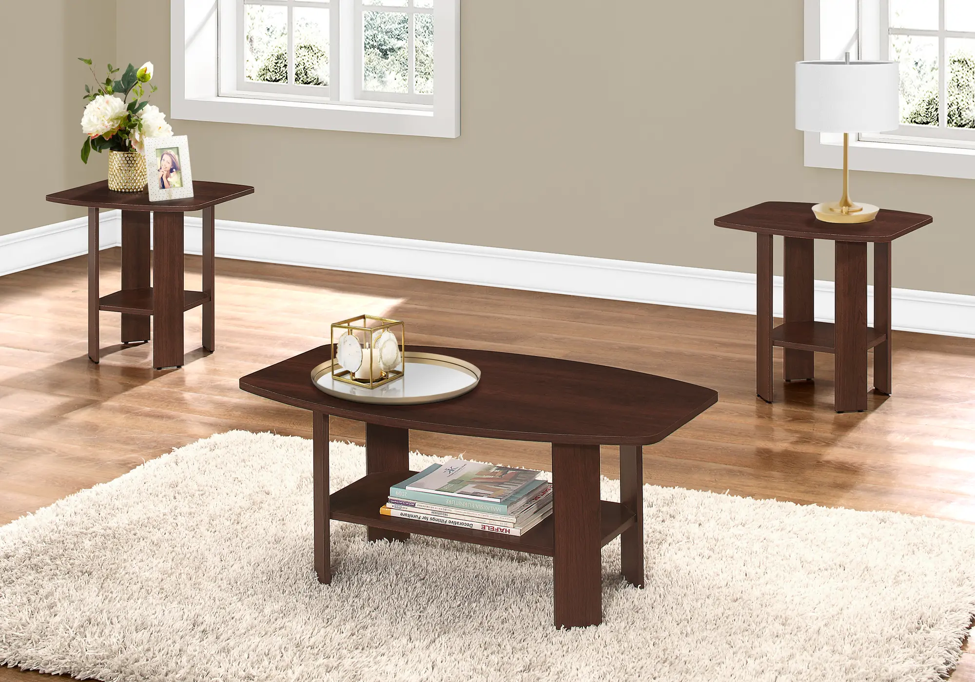 Traditional Cherry 3 Piece Occasional Table Set-2