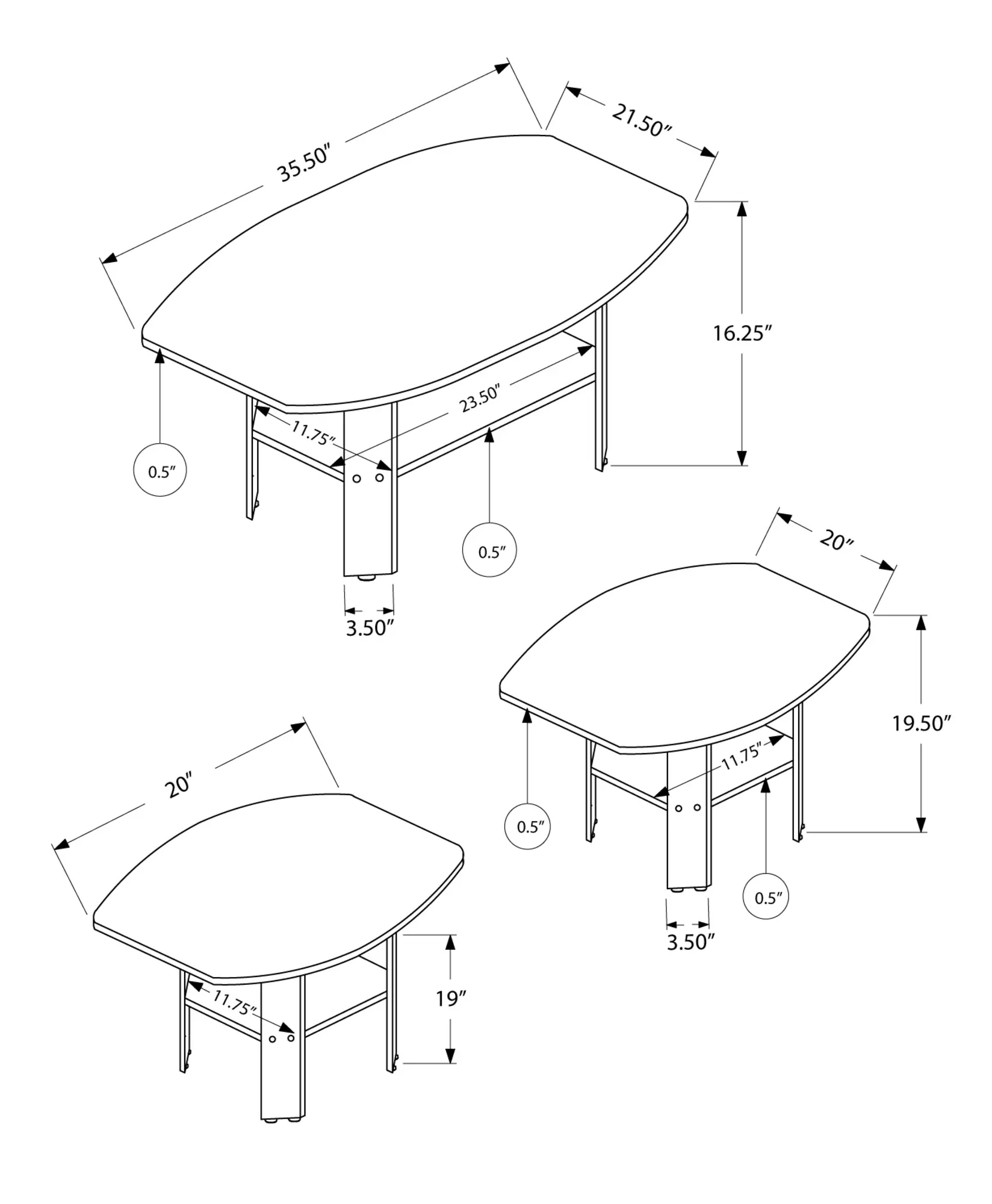 Traditional Cherry 3 Piece Occasional Table Set-3