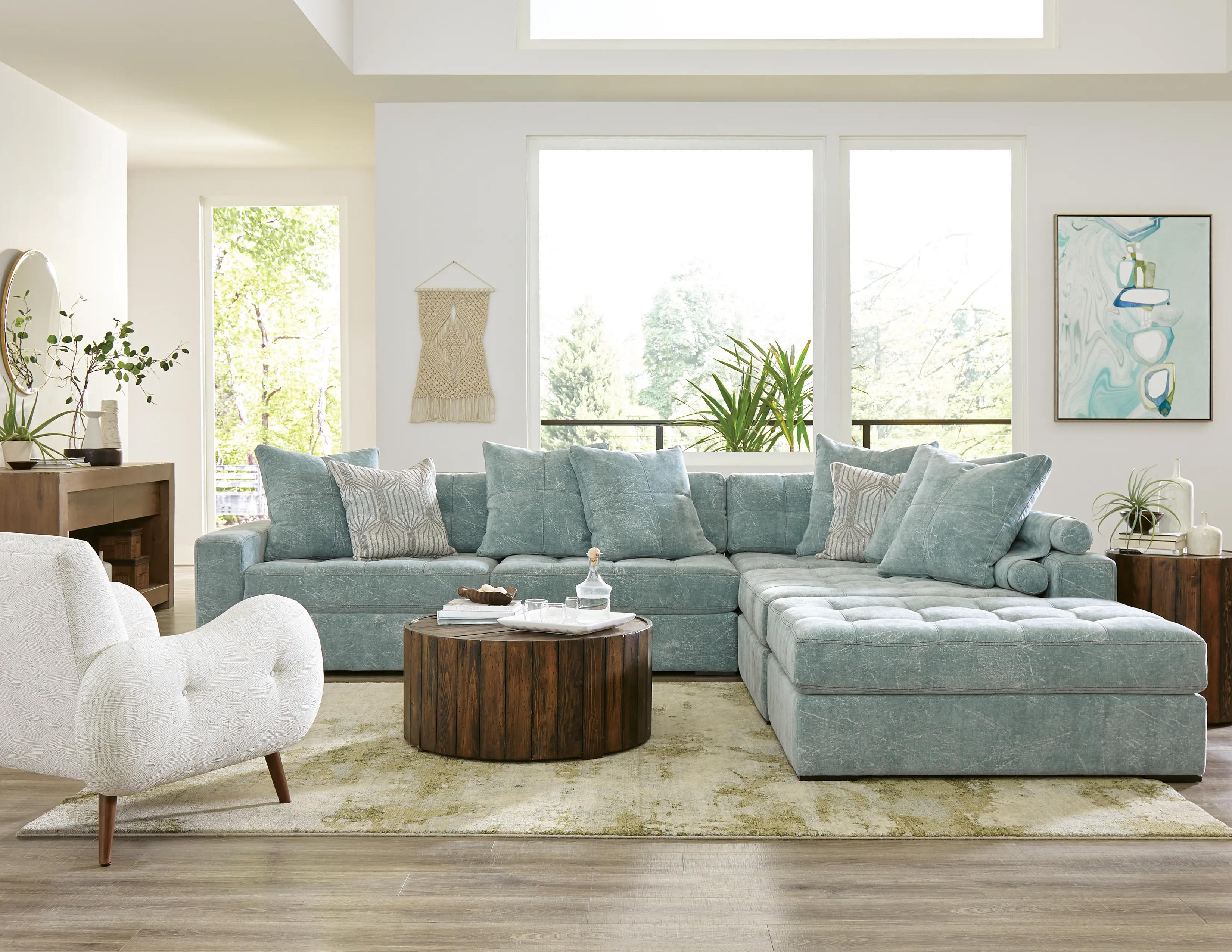 Noah French Blue 4 Piece Sectional-2