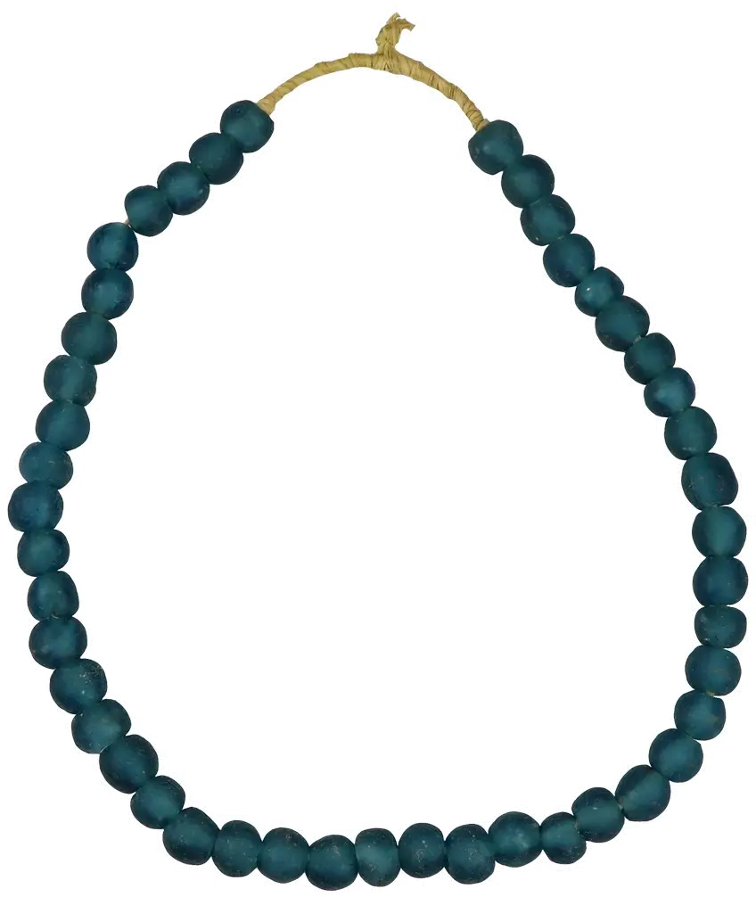 7 Inch Blue Recycled Glass Bead Strand-1