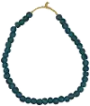 7 Inch Blue Recycled Glass Bead Strand