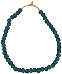 7 Inch Blue Recycled Glass Bead Strand