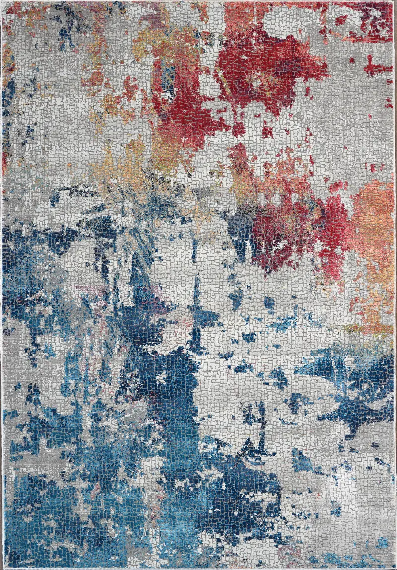 Ankara Global 5 x 8 Artistic Navy, Red, and Gray Area Rug