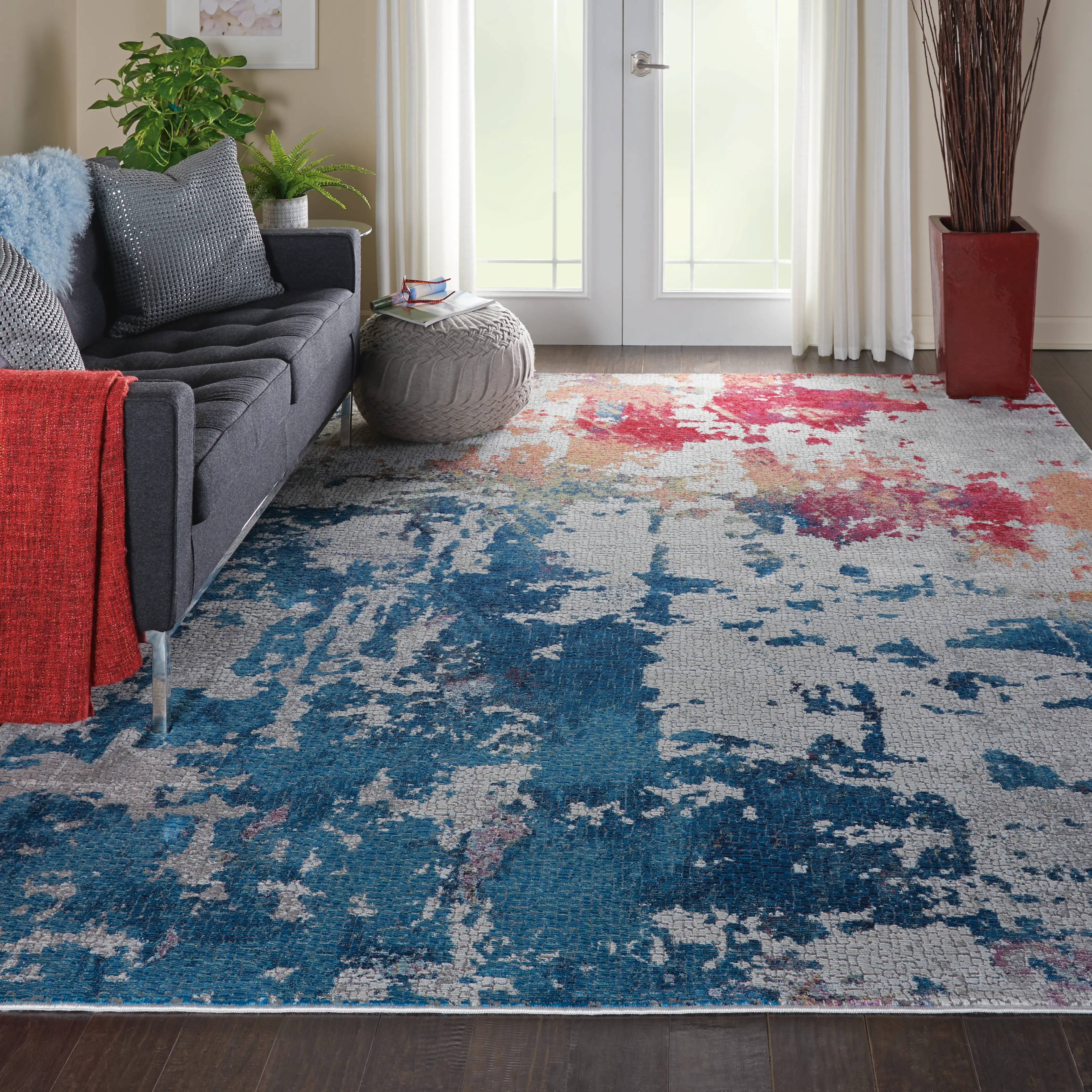 ANR10/5X8/MULTI Ankara Global 5 x 8 Artistic Navy, Red, and Gray Area Rug-4