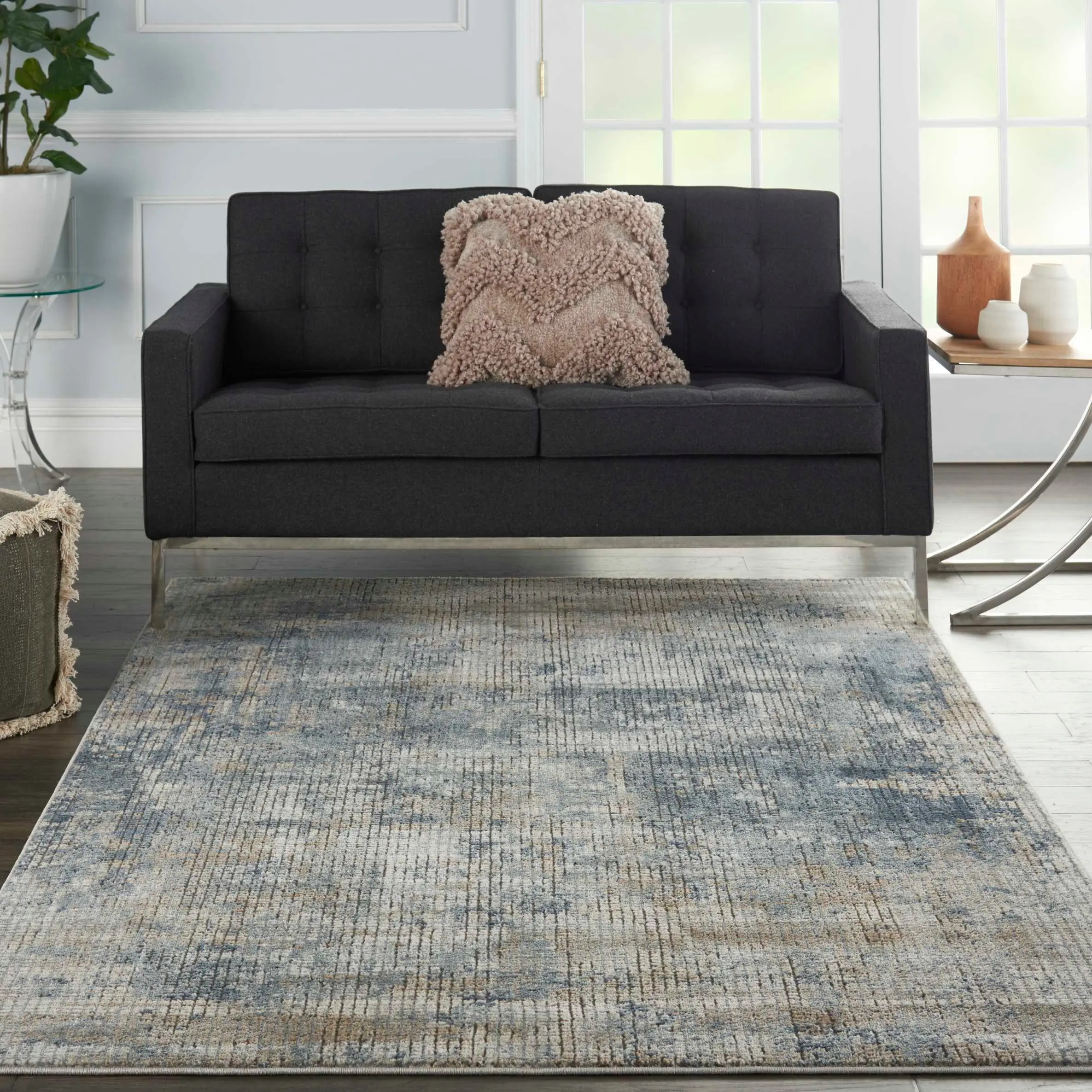 Quarry 5 x 7 Blue and Beige Area Rug-4