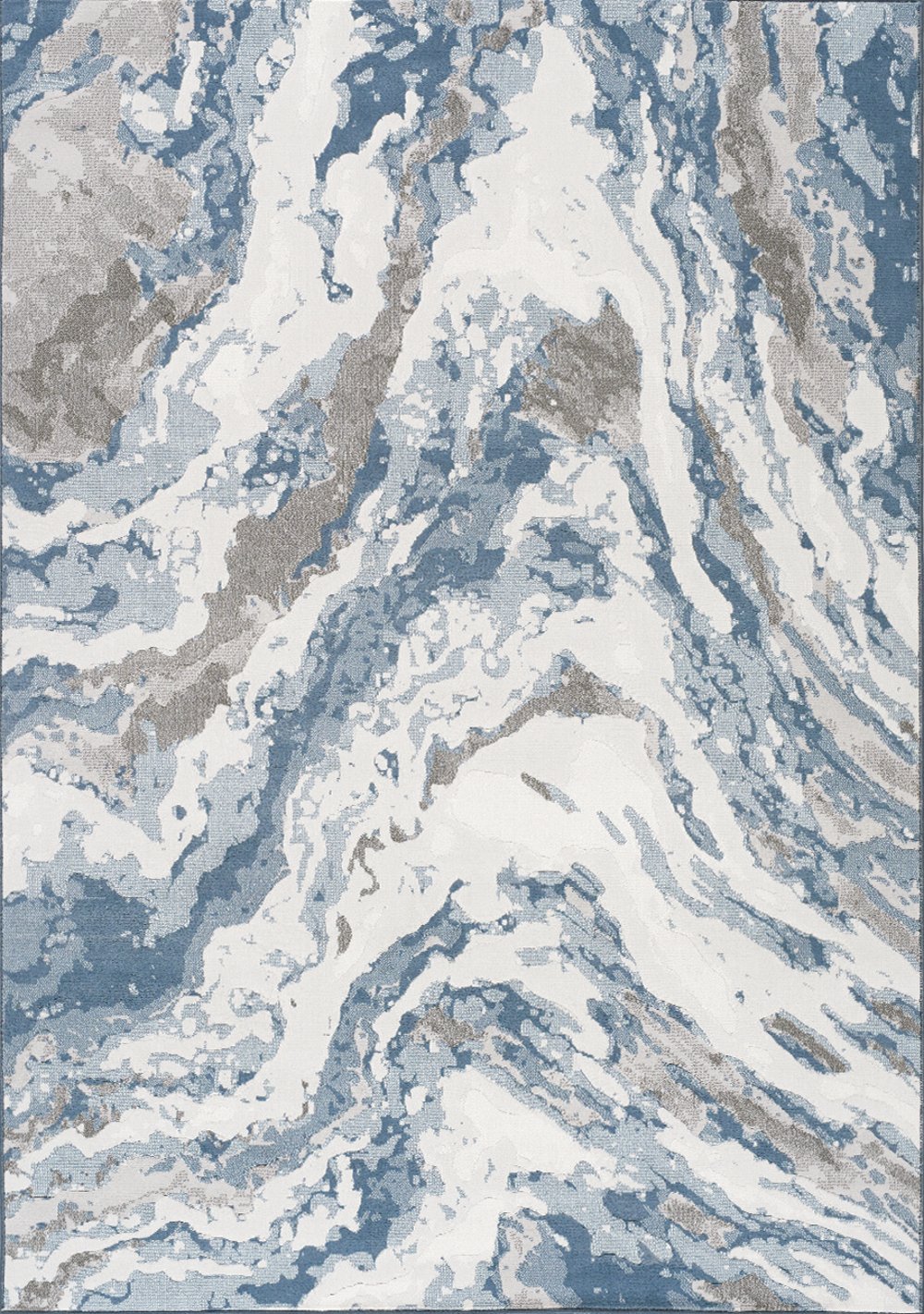 Intrigue 8 x 11 Large Blue Brown and Cream Area Rug