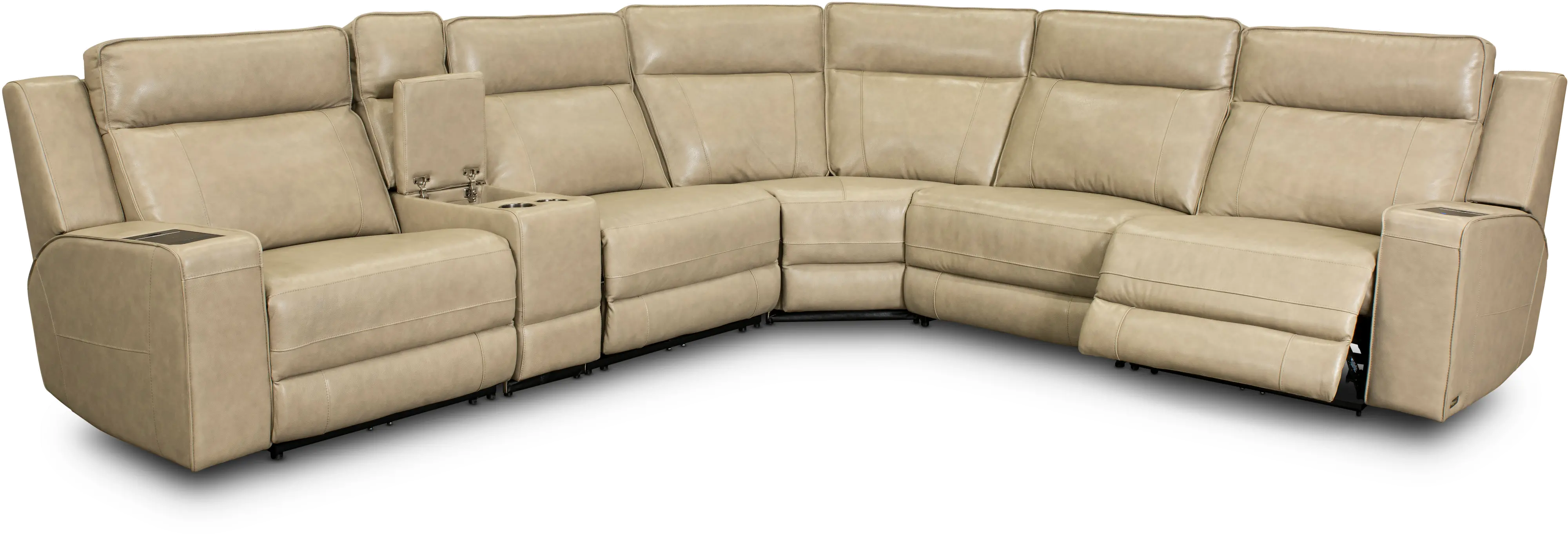 Dynasty 6-Piece Curved Reclining Leather Sectional-1