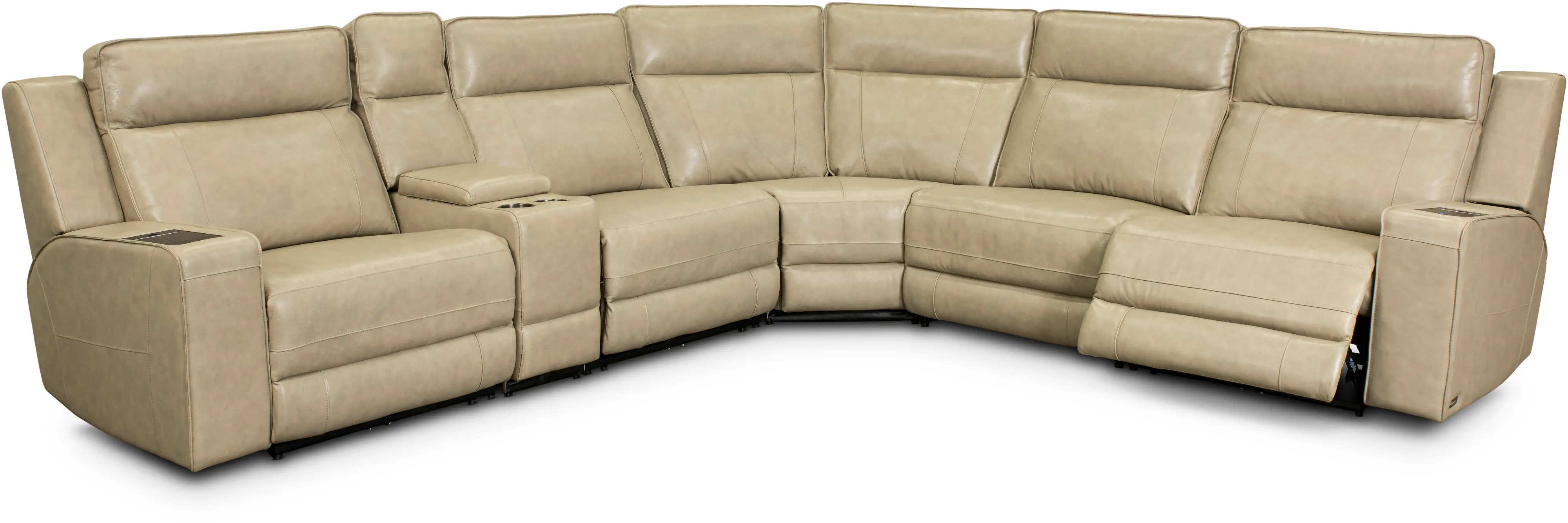 Dynasty 6-Piece Curved Reclining Leather Sectional-3