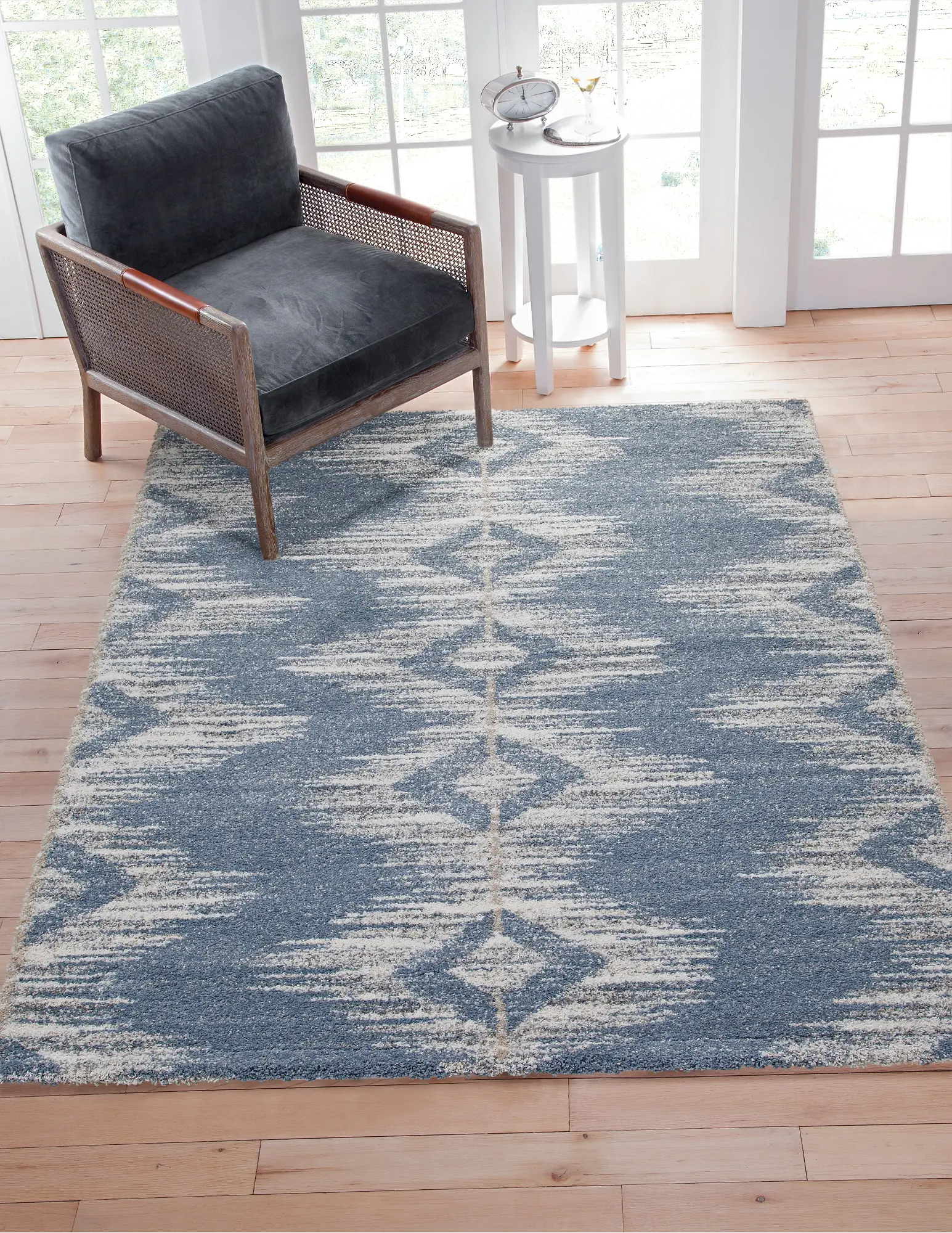 Granada 5 x 8 Ombre Blue and Beige Area Rug-5