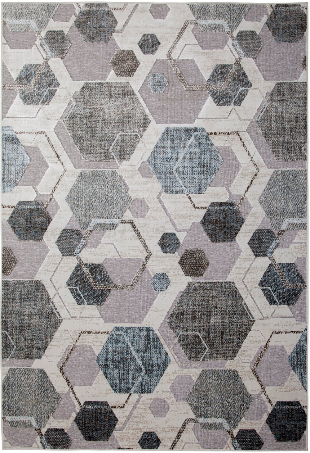 Napa 8 x 11 Gray Hexagon Area Rug