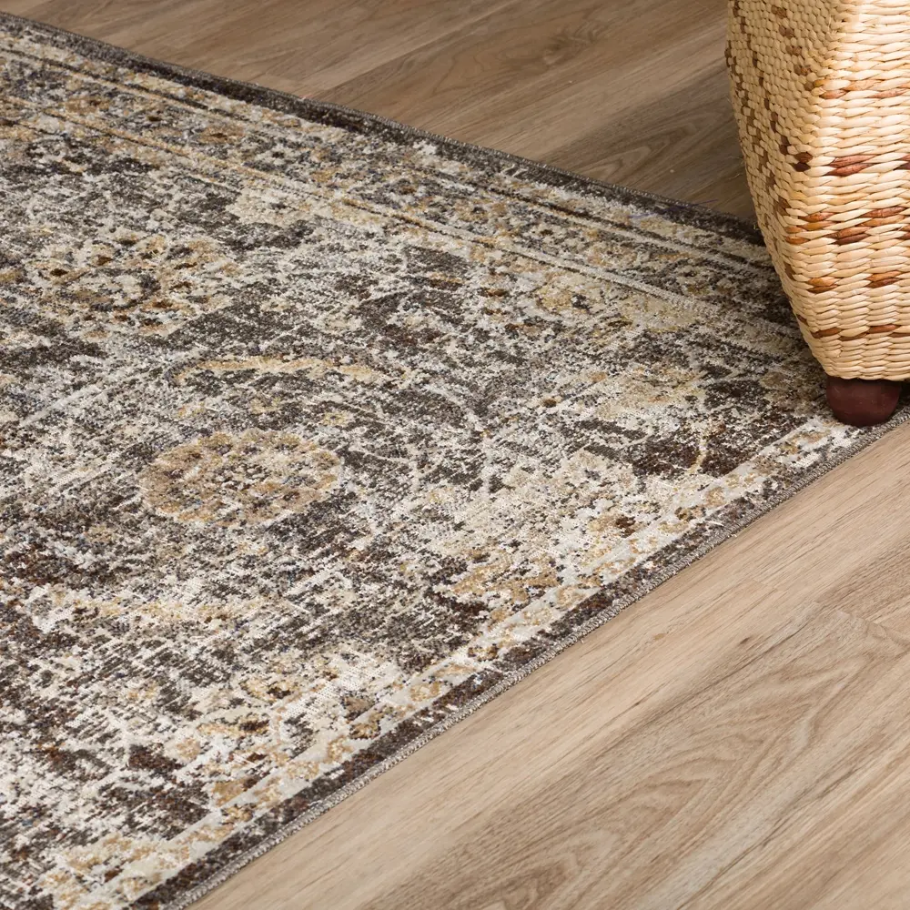 MR2PE5X7/PEWTER 5 x 7 Medium Mocha and Ivory Area Rug - Mercier-2
