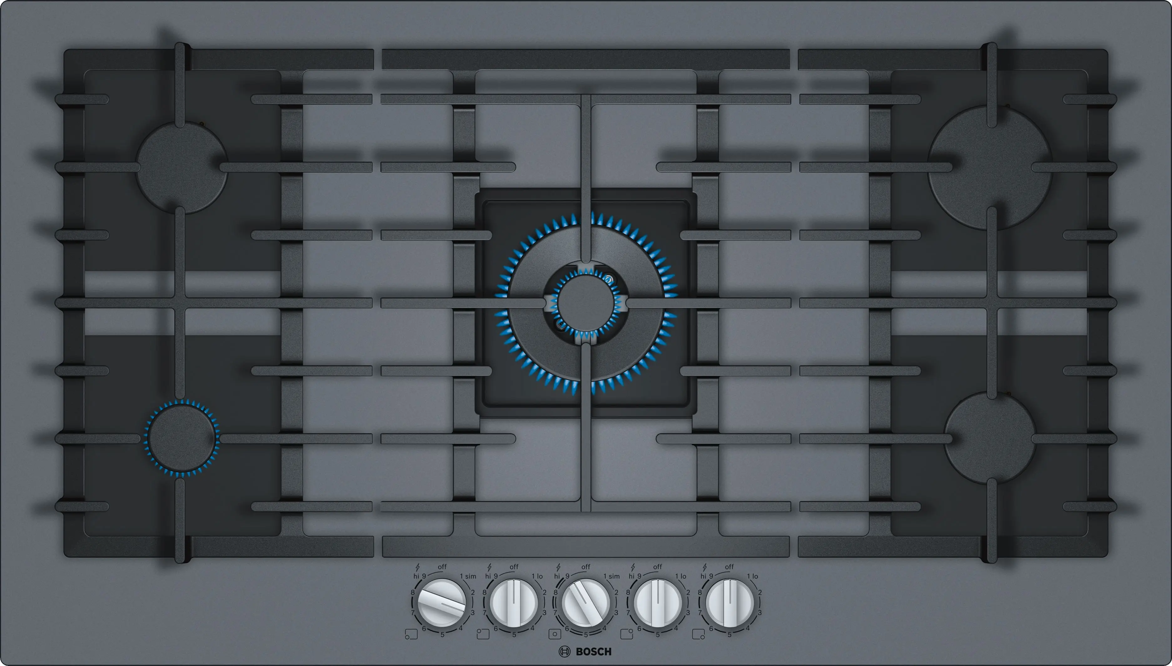 NGMP677UC Bosch Benchmark 36 Inch Gas Cooktop with FlameSelect - Gray Tempered Glass-1