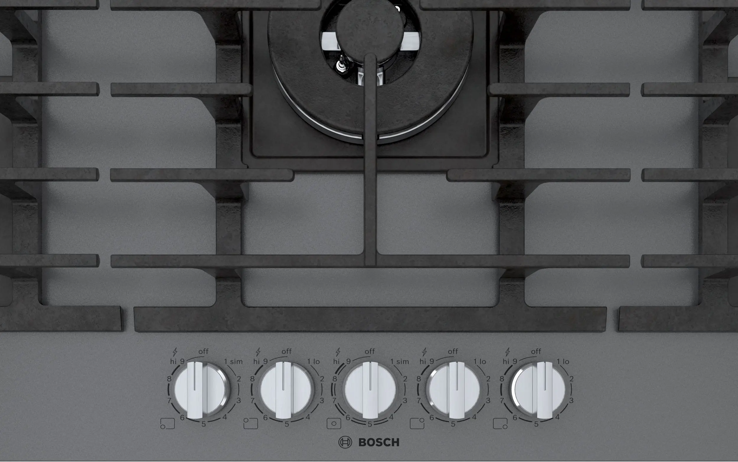 NGMP677UC Bosch Benchmark 36 Inch Gas Cooktop with FlameSelect - Gray Tempered Glass-3