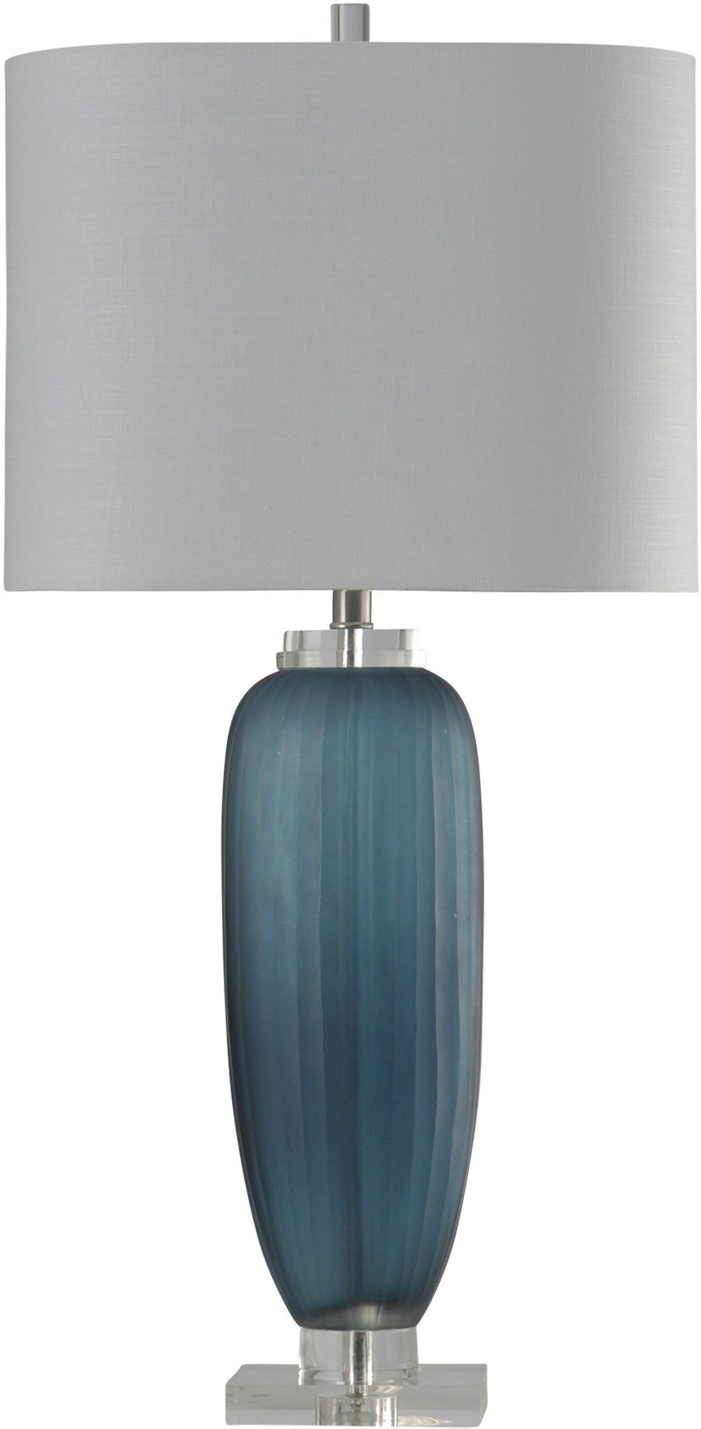 Blue Ribbed Glass Table Lamp with Clear Acrylic Base - Niscosa