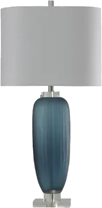 Blue Ribbed Glass Table Lamp with Clear Acrylic Base - Niscosa