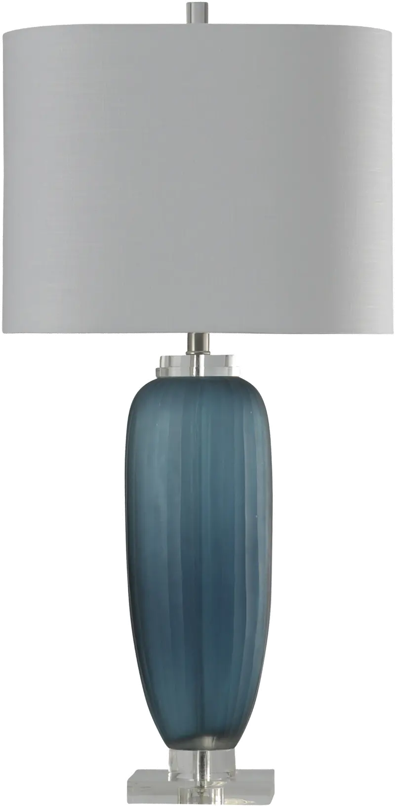 Blue Ribbed Glass Table Lamp with Clear Acrylic Base - Niscosa