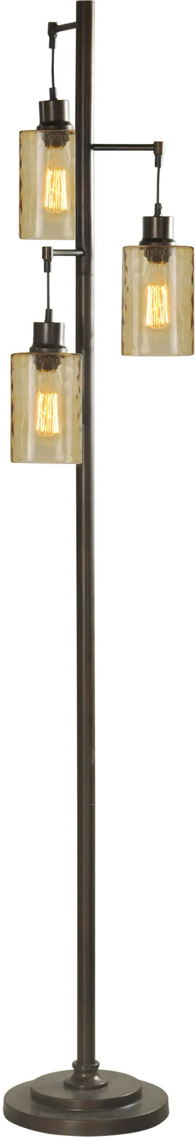 Bronze Floor Lamp with 3 Champagne Pendant Glass Shades-1