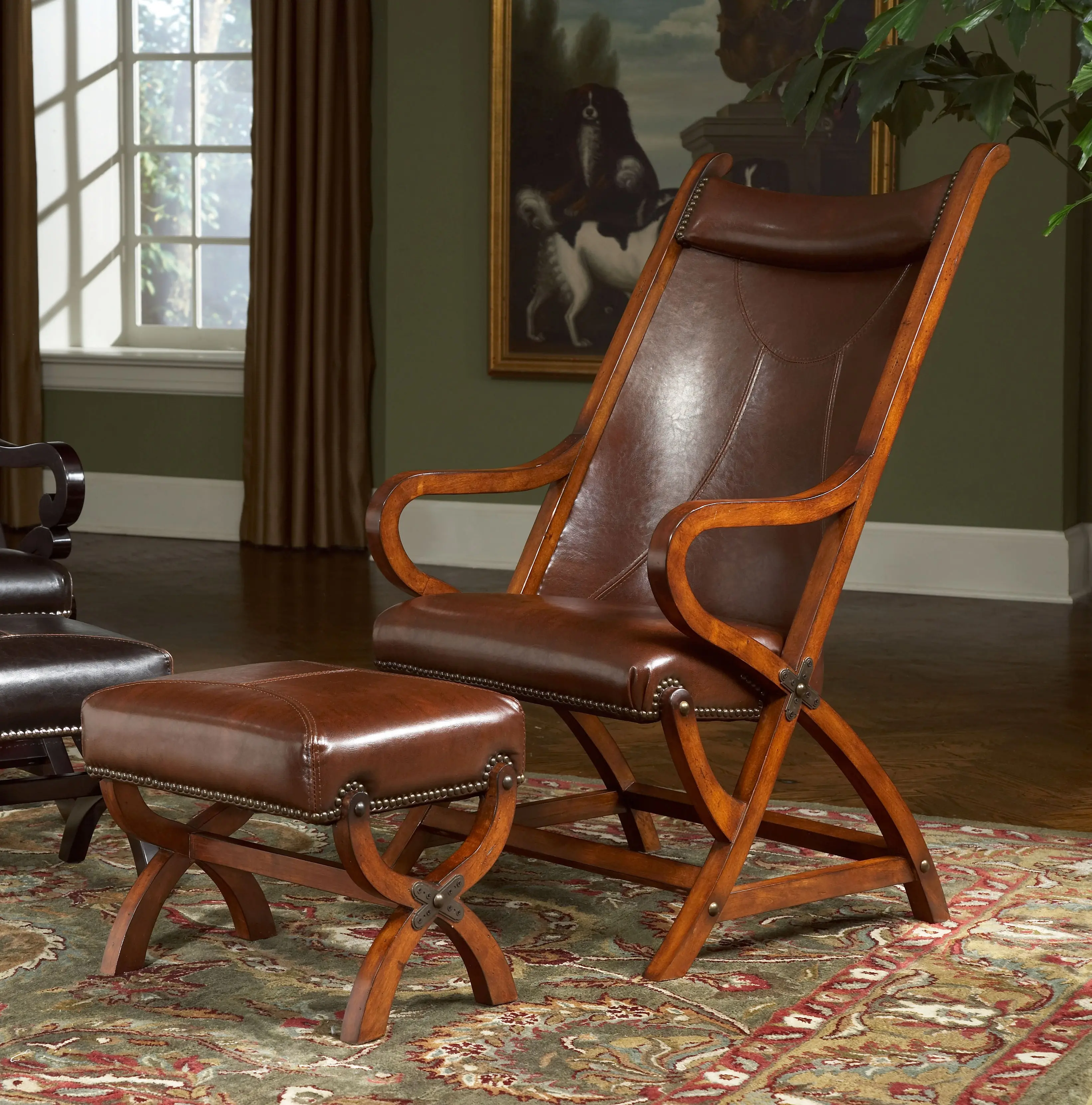 Hunter Tobacco Brown Accent Chair and Ottoman-2