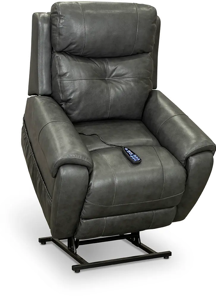 Gray Leather Power Lift Recliner with Heat-1